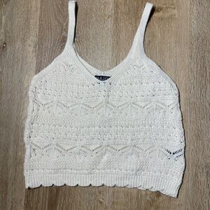 MAJORELLE Cream Crochet Cropped Tank